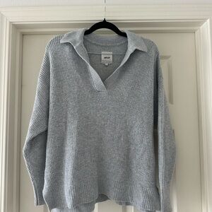 Gray Knit Collared Sweater
